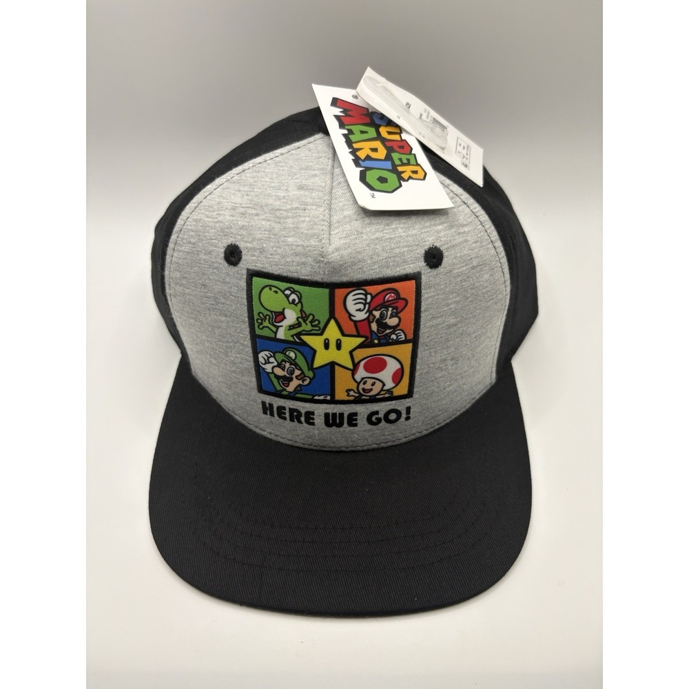 Super Mario Here We Go Snapback Hat Nintendo Yoshi Luigi Toad NWT OSFM
